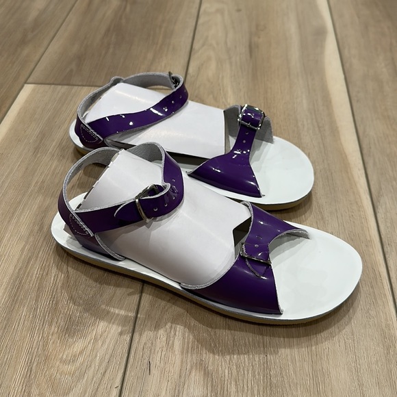 New Little Girls Sun-San Brand Salt Water Sandals Shiny Purple Surfer Size 3 - Picture 7 of 9